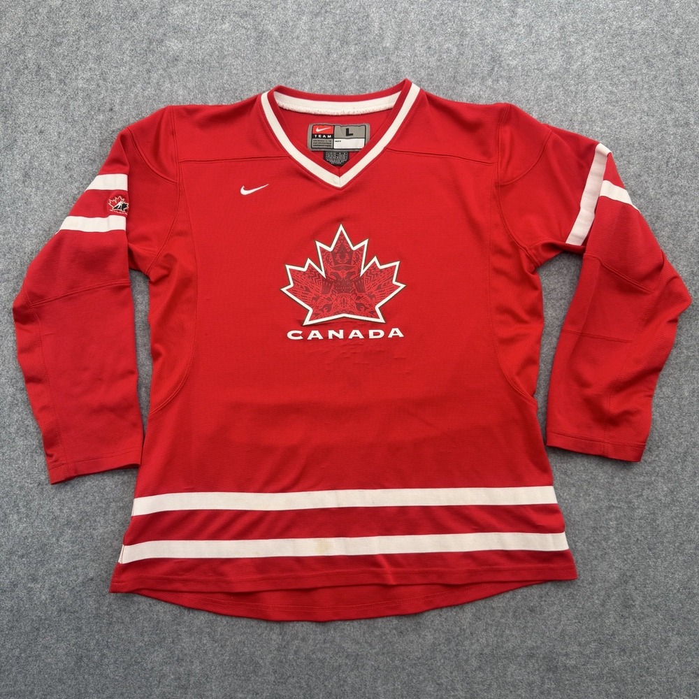 Nike Team Canada IIHF Hockey Jersey Red Size L Youth Maple Leaf Logo